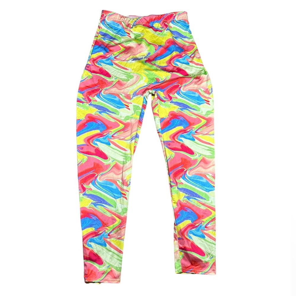 Yitty Fabletics Pride Rainbow Colorful High Waisted Shaping Leggings Size XL